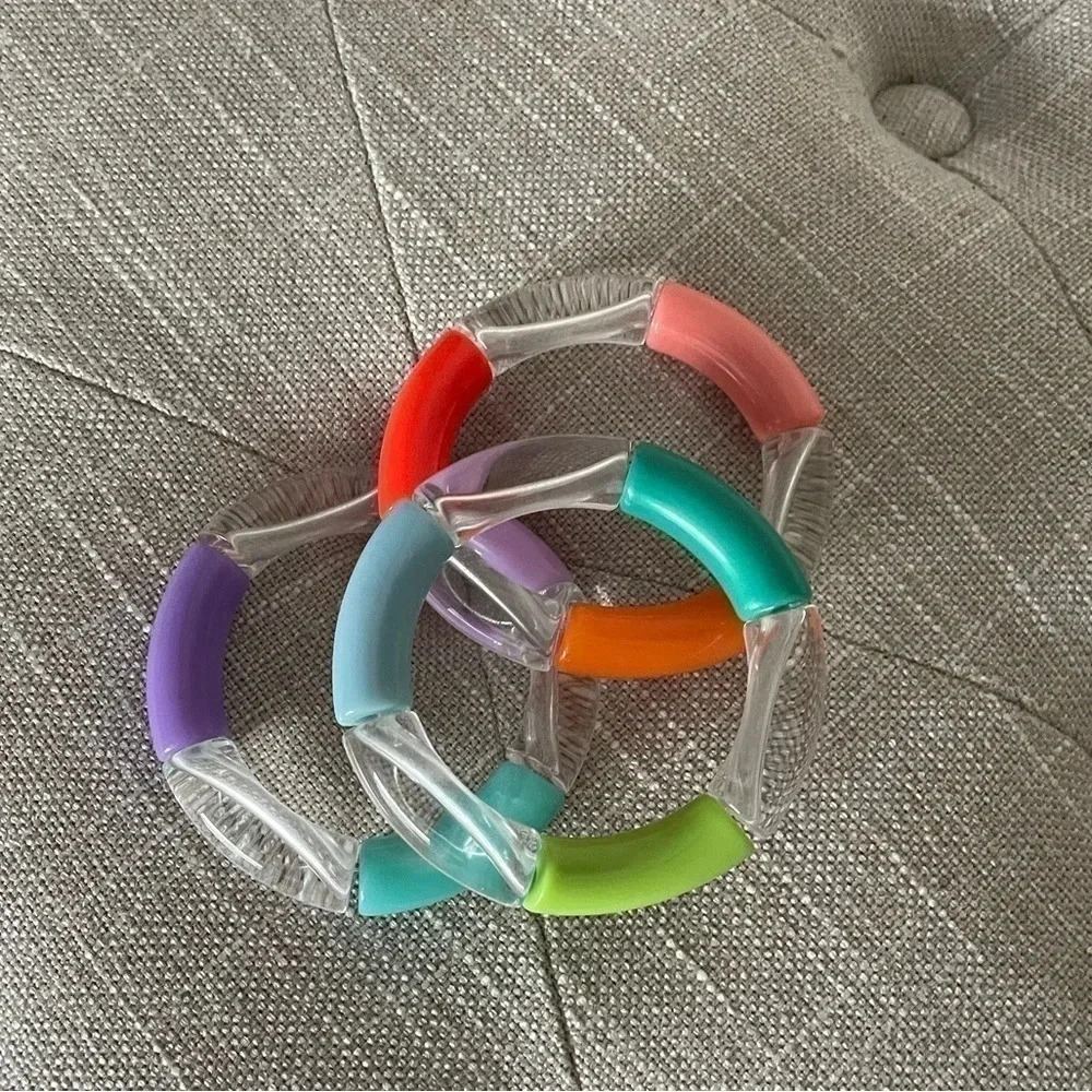 COPY - Womens Set of Acrylic Tube Bead Bracelets